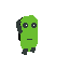animated green pixel art monster with a smile